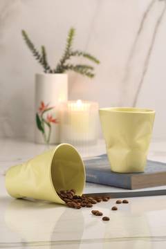 Kaffeeservice-Set Aromatum Pot pressé 2 Stück Porzellan Gelb 