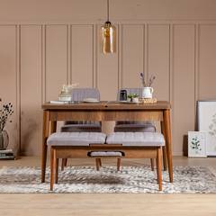 Juego de mesa y silla extensible Malva Panel de melamina color avellana