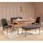 Set di tavolo allungabile, 2 sedie, panca e seduta Malva in legno chiaro e tessuto antracite