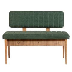 Set van uittrekbare tafel, 2 stoelen, bank en zitbank Malva Licht hout en Groene stof