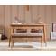 Malva 4-delige uitschuifbare tafel en stoel set grenen hout en beige stof