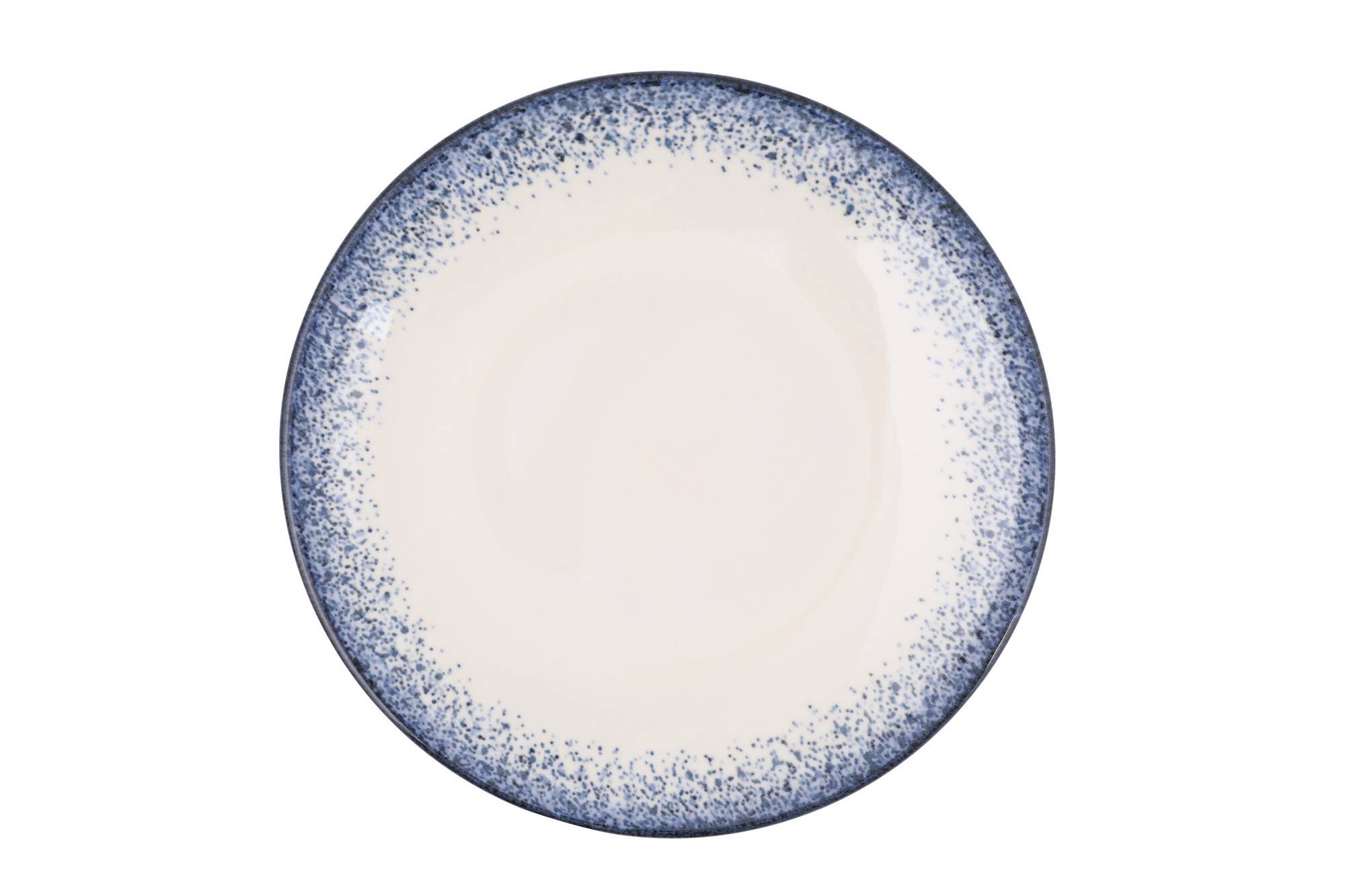 Set vaisselle service dîner 24 pièces Murrina Frise 100% Porcelaine Blanc  et Bleu