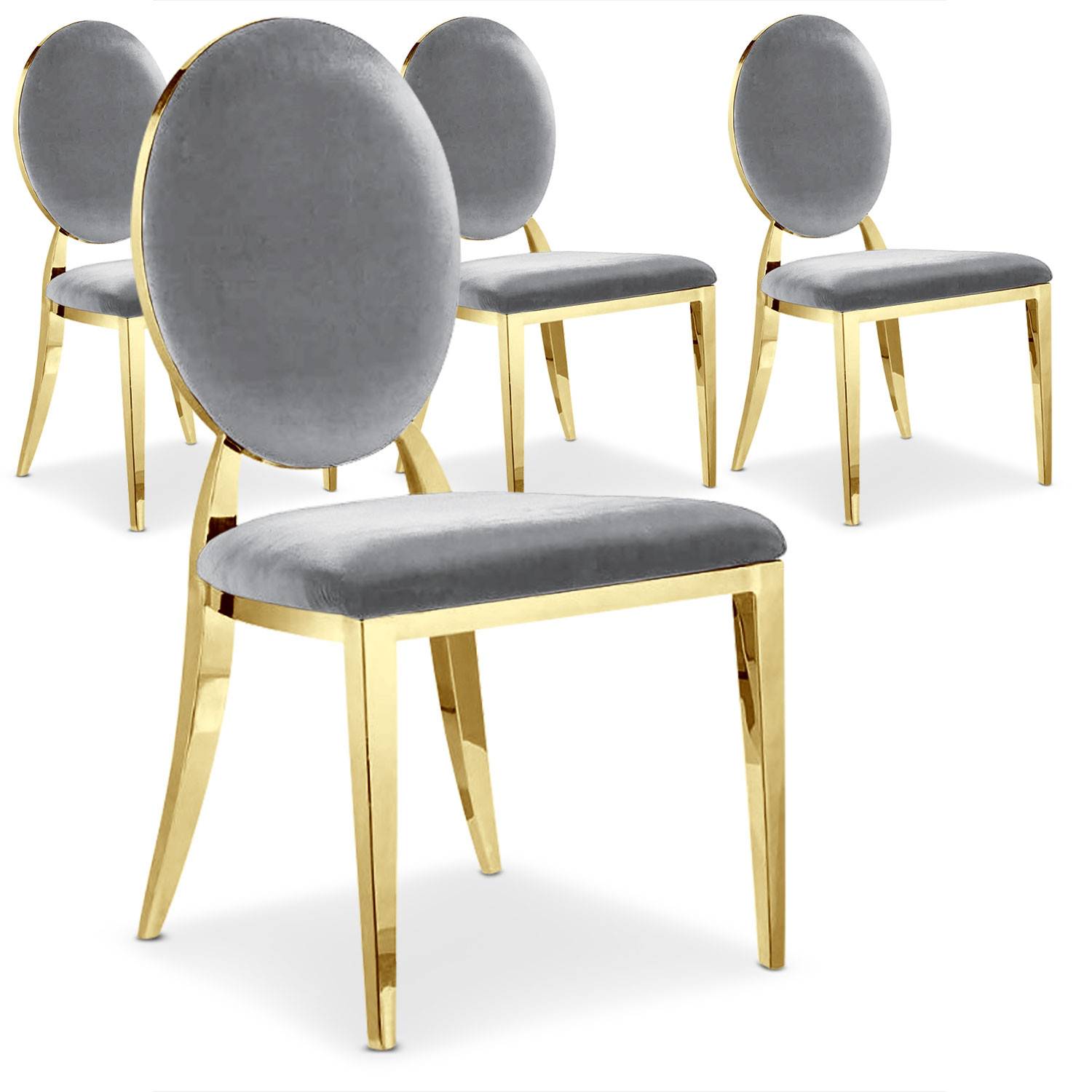 Set di 4 sedie in velluto con gambe in metallo - Grigio