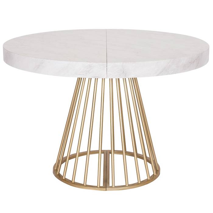 En marcha justa fiesta Table ronde extensible Soare Effet Marbre pieds Or | Meubles Design | Menzzo