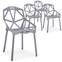 Spider Set mit 4 Stühlen mit origineller Rückenlehne Grau