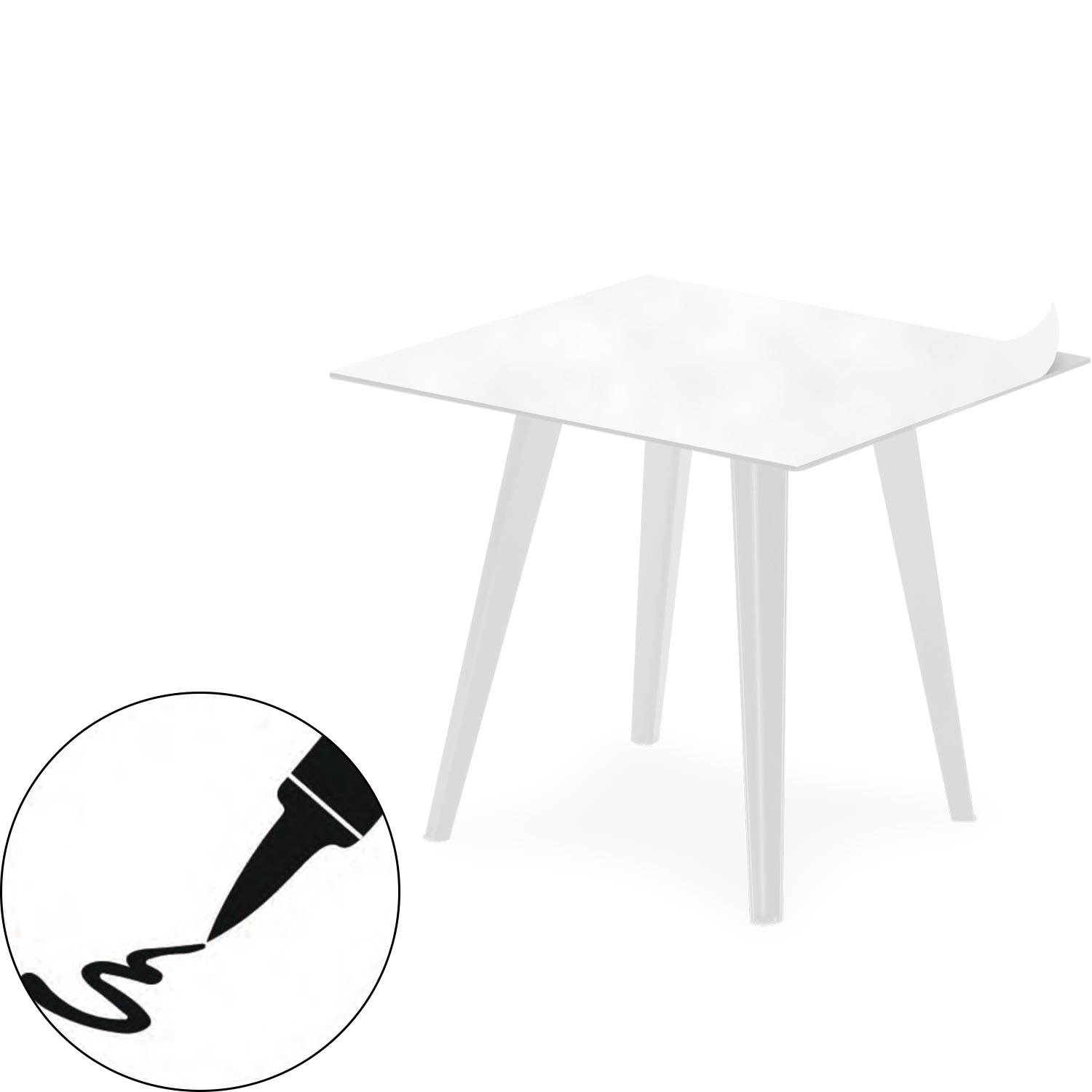 Tavolo d'appoggio magnetico quadrato da 40cm Bipolart Metallo Bianco con 1 Piano Quadrato bianco cancellabile