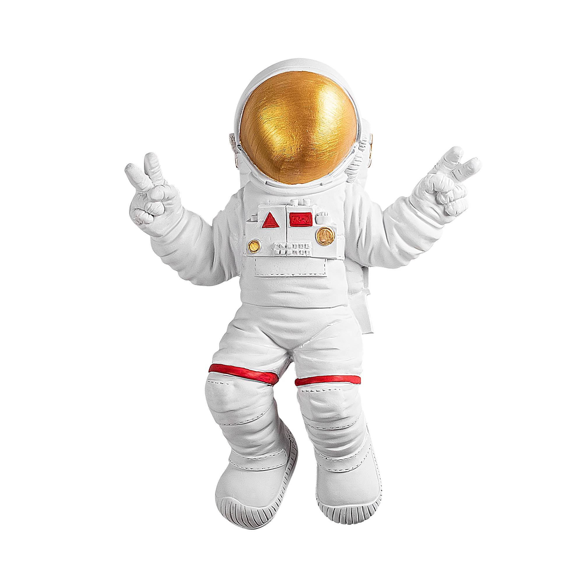Wandstatue Astronaut Akers B35xH47cm Weiß und Gold