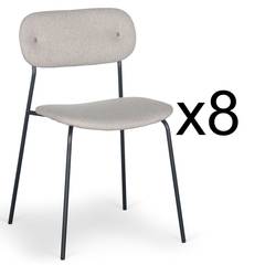 Set van 8 moderne Stellair stoelen Beige stof