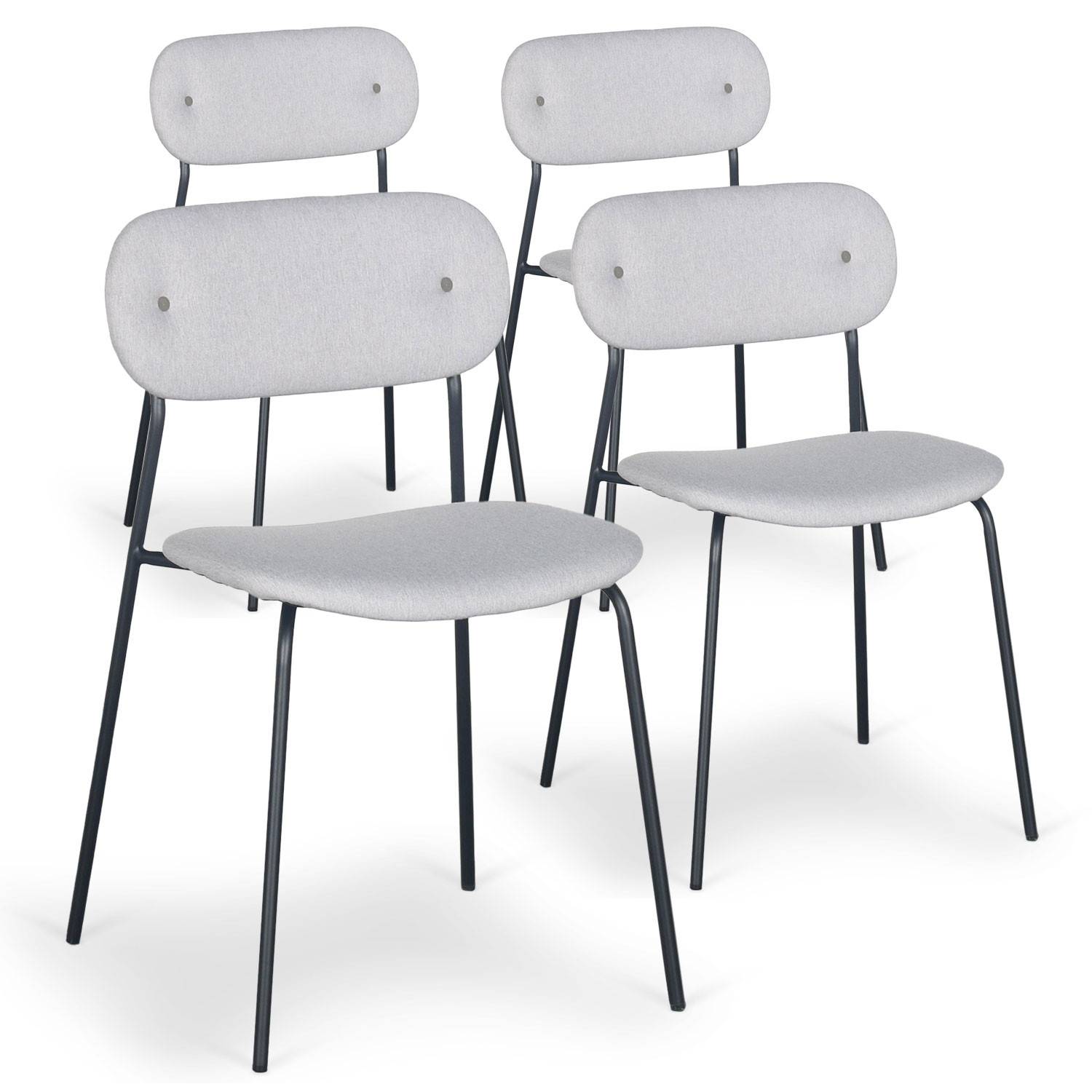 Lot de 4 chaises modernes Stellair Tissu Gris