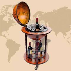 Globe wijnrek Donker en oranje massief hout