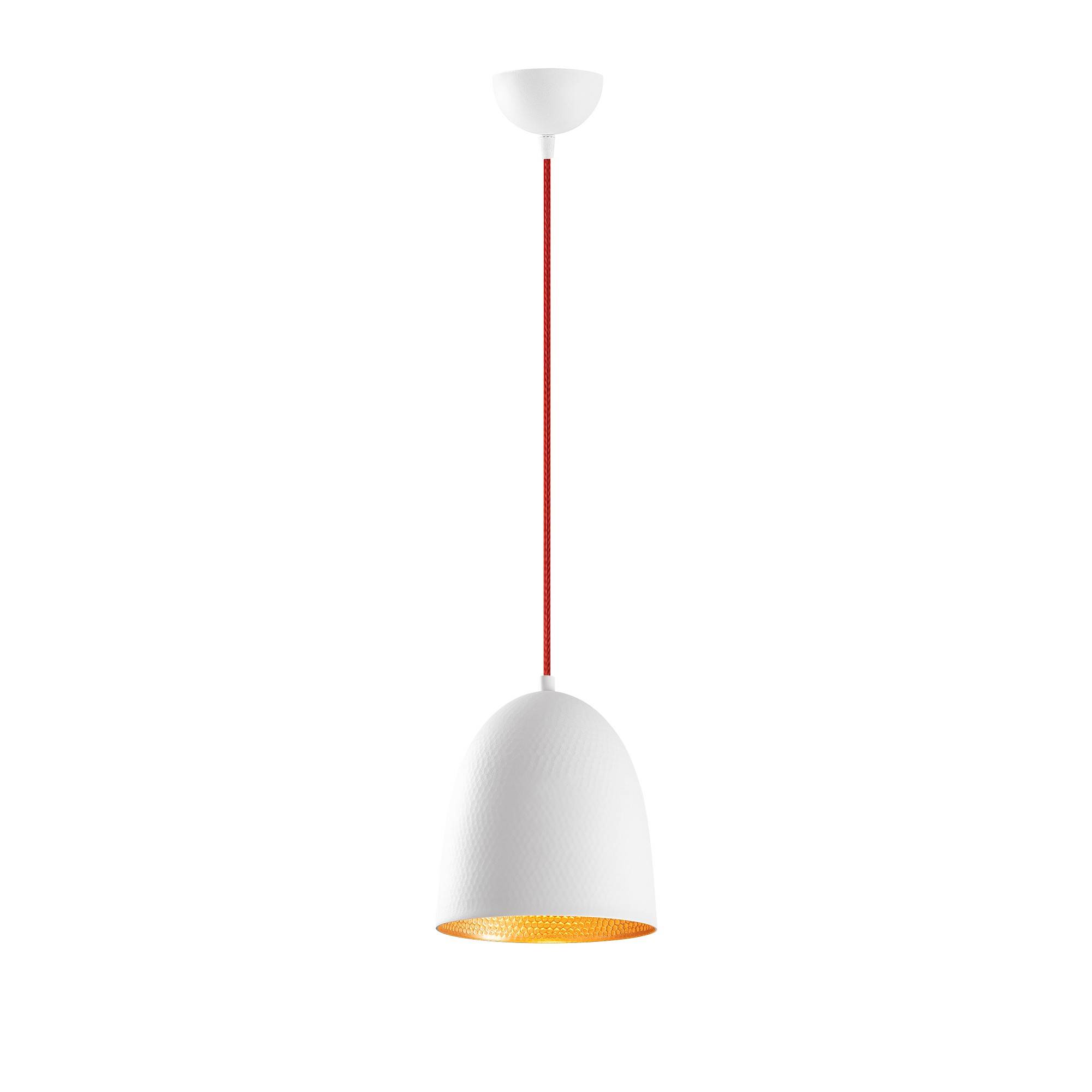 Hanglamp met gehamerd rood snoer Laterna H125 cm Metaal Wit