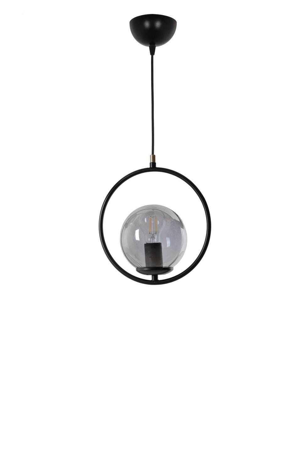 Bulla hangende globe H70 cm Metaal Glas Zwart Rook