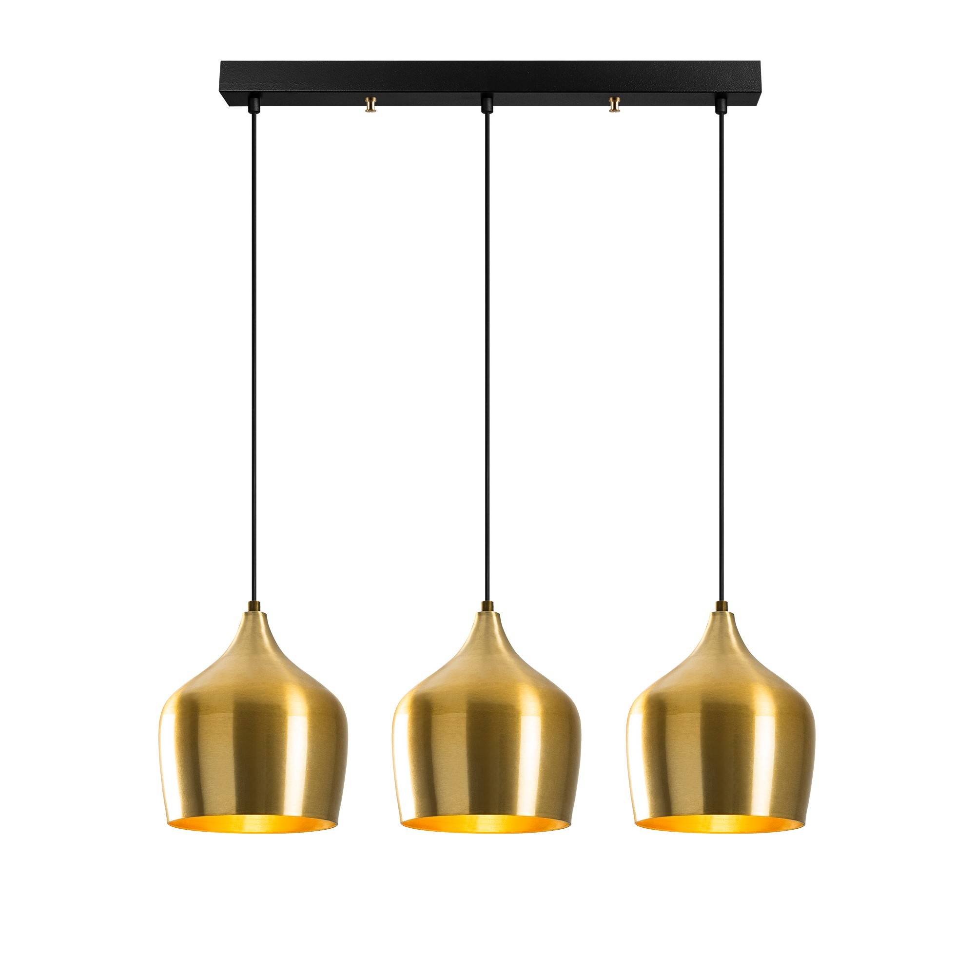 Hänge-/Deckenleuchte 3 geodätische Reflektoren in einer Reihe Tropaeum Goldenes Metall