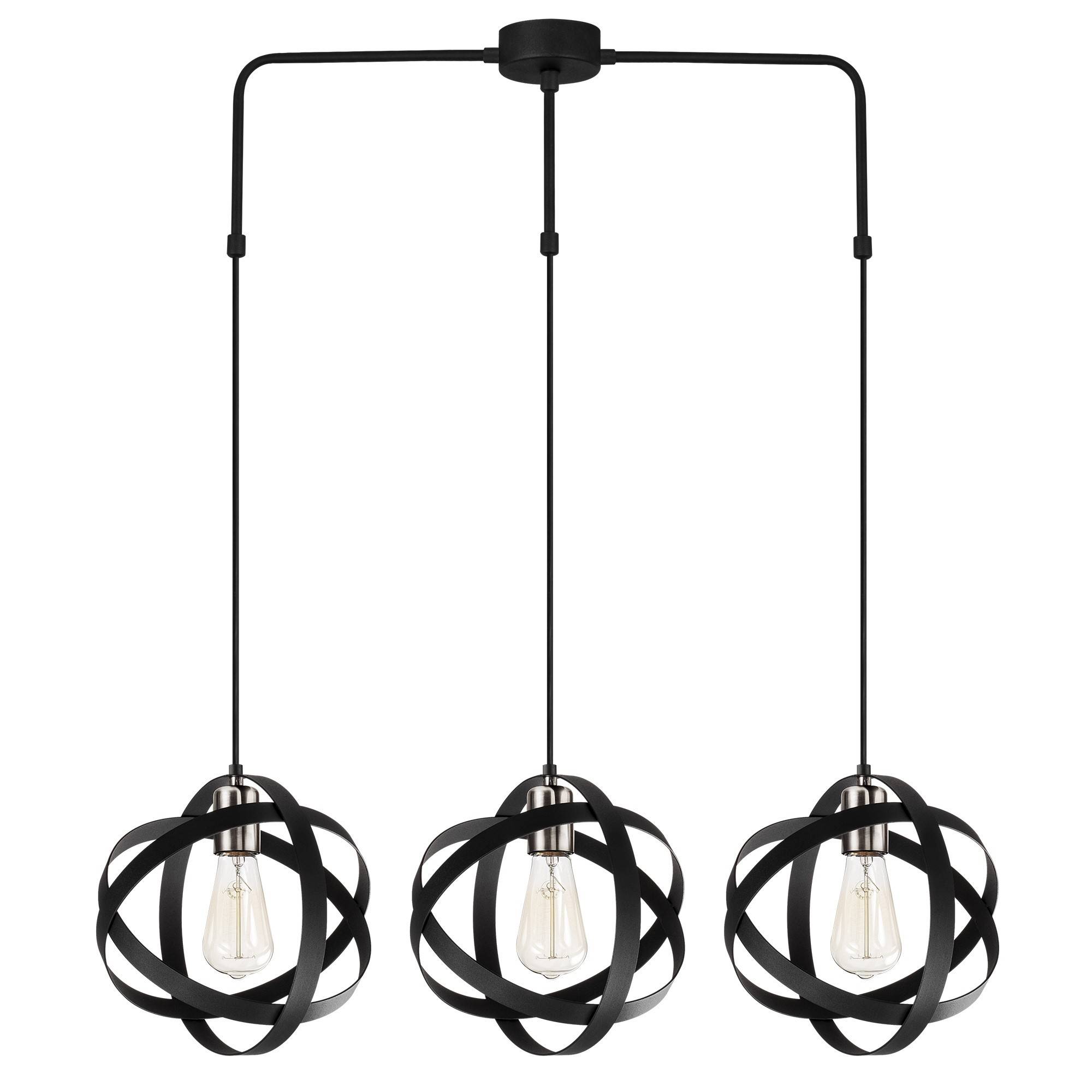 3-lichts hanglamp Laterna schaal H100 cm Metaal Zwart