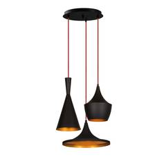 Klipsch 3-lamps hanglamp D51cm Metaal Zwart en Rood