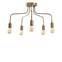 Lampada a sospensione/soffitto a 5 lampade in metallo dorato antico Laterna con maniglia a manovella