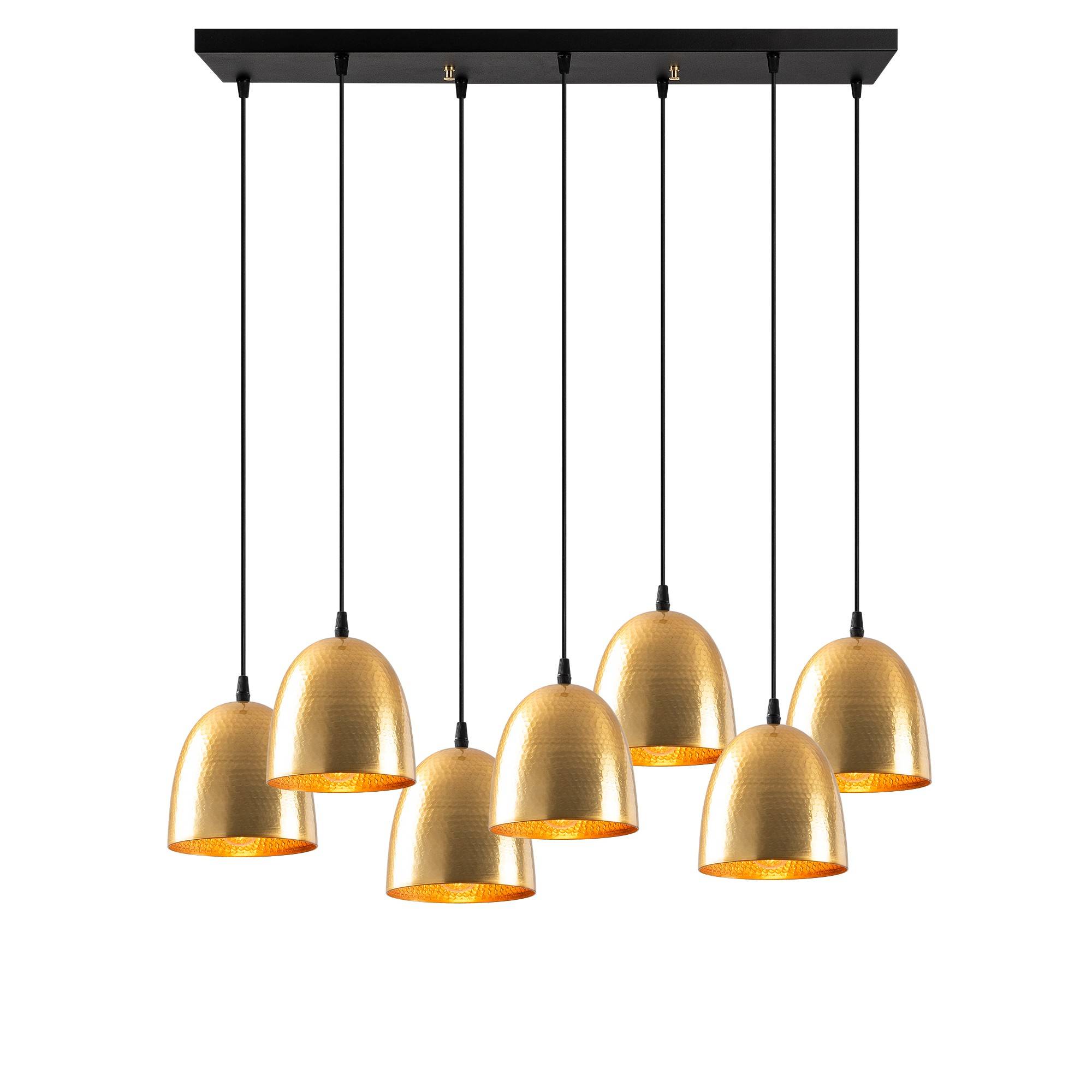 Lámpara de techo 7 campanas martilladas Tropaeum Metal Gold
