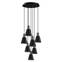 7-lamps hanglamp/plafondlamp Conix Metaal Zwart Nikkel