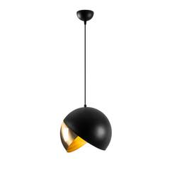Lámpara colgante de bola abierta de metal Cupola Negro Oro Antiguo