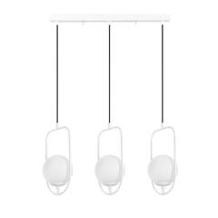 Suspension design 3 lampes alignées Rijin L80cm Métal et Verre Blanc