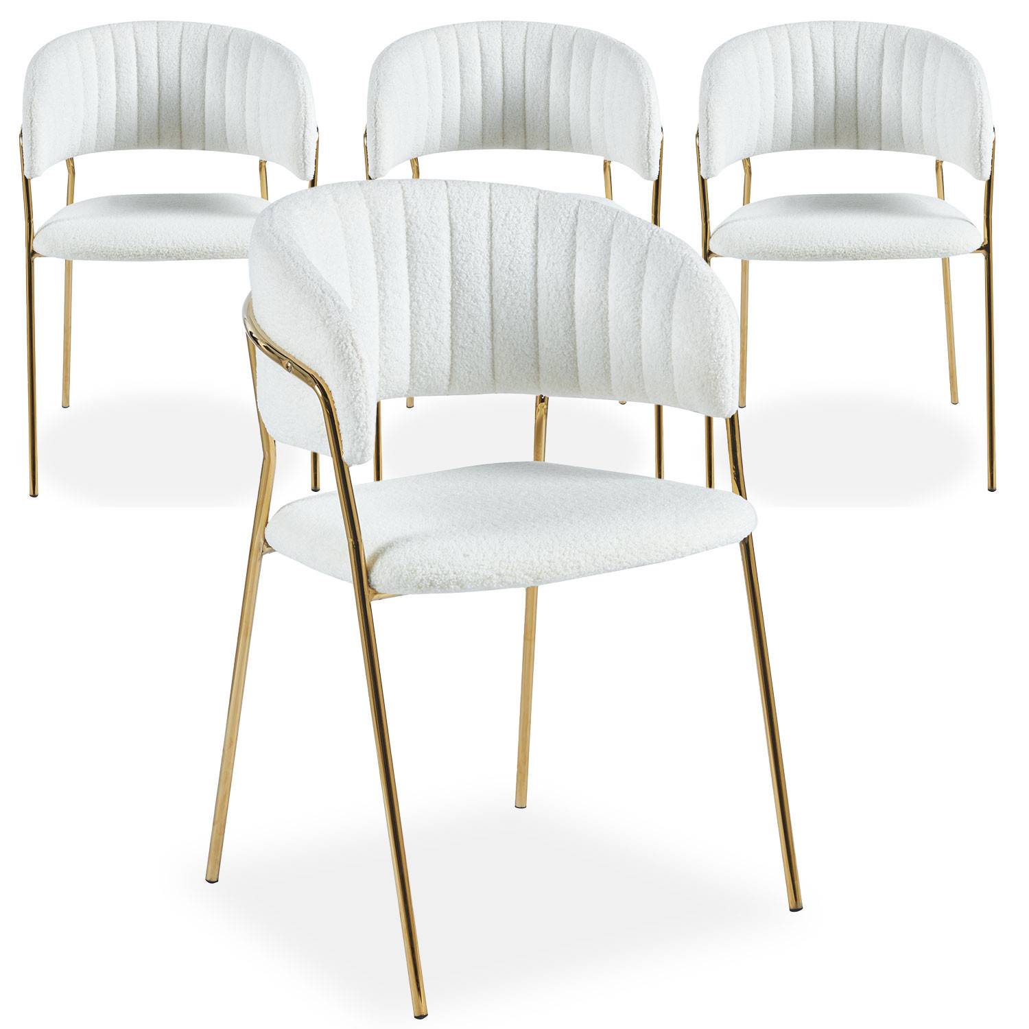 Set van 4 Tabata stoelen Crème Bouclette stof