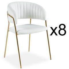 Set van 8 Tabata stoelen Crème Bouclette stof