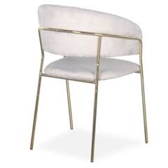 Set van 8 Tabata-stoelen in goudkleurig metaal en zilverkleurig fluweel