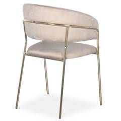 Set van 8 Tabata-stoelen in goudkleurig metaal en taupe fluweel