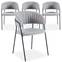 Set van 4 Tabata stoelen, zwart metaal en grijze bouclette stof
