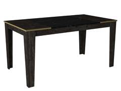 Table à manger Arolde 145cm Effet marbre noir, Bois et Or