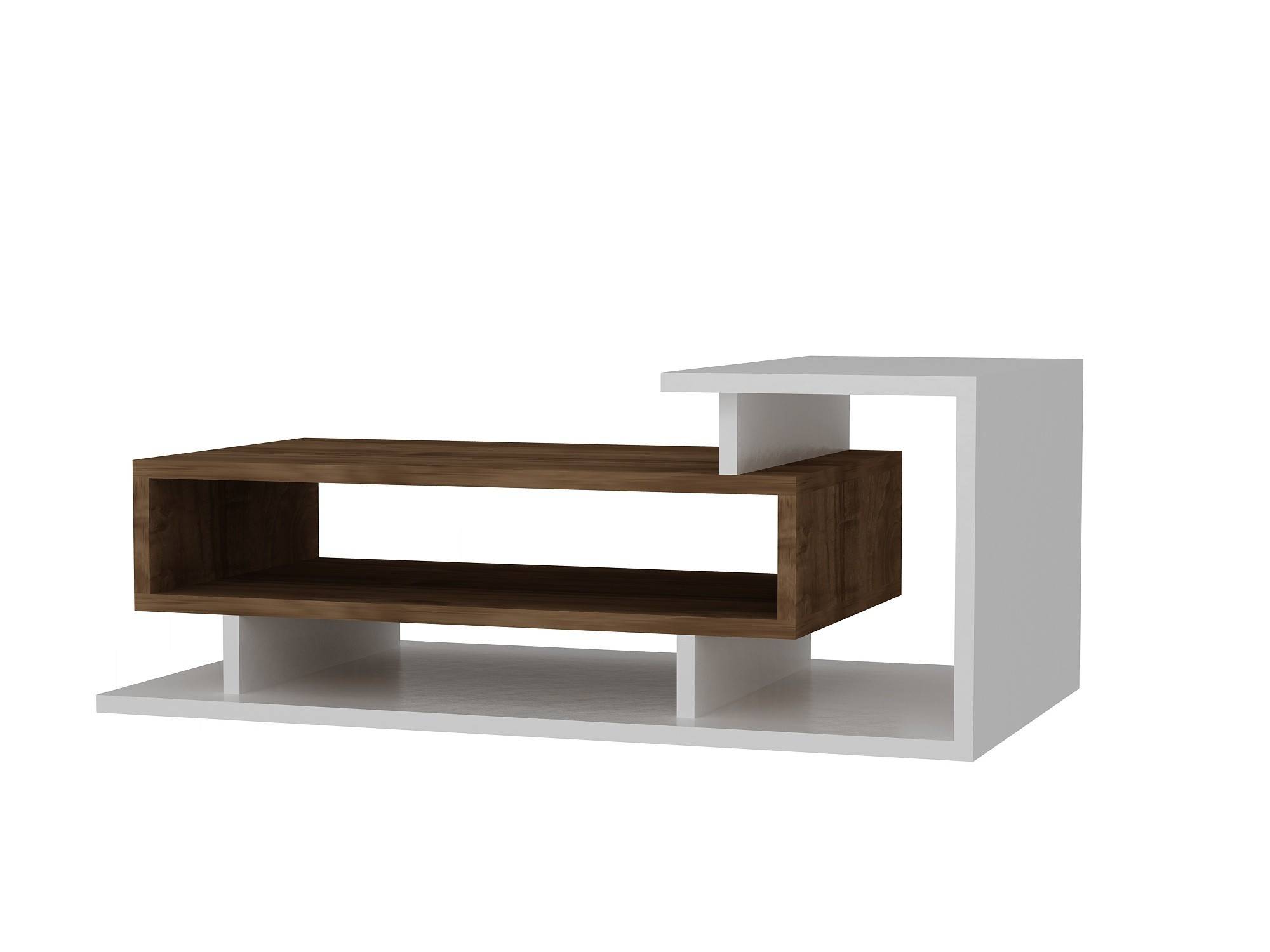 Tavolino 1 scomparto Awaki 90 cm in legno naturale e bianco