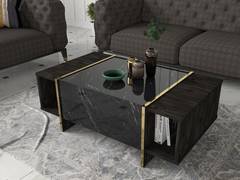 Tavolino Alivo a 1 anta 103,8x60cm Legno marrone e nero con effetto marmo