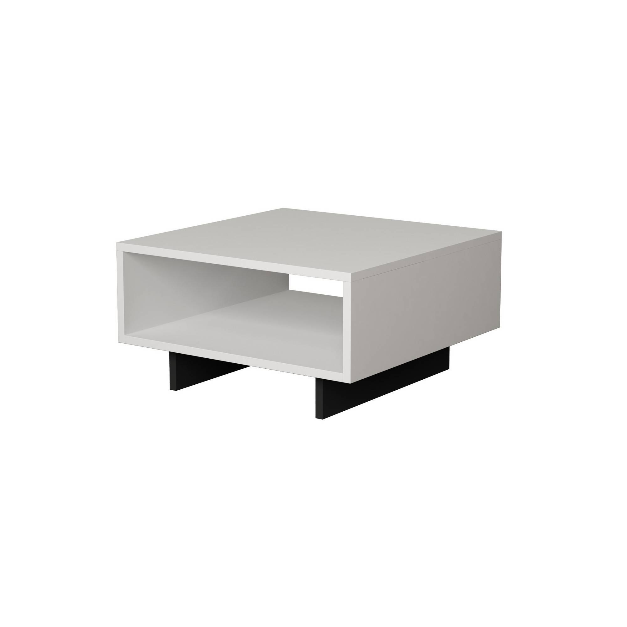 Tavolino quadrato Oris in legno bianco e antracite