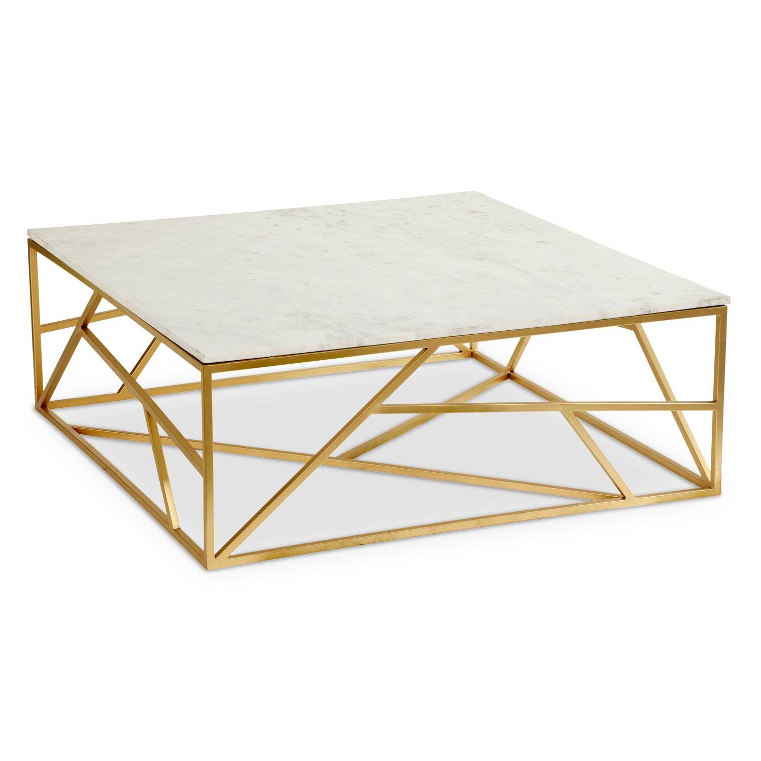 Tavolino quadrato Puzzle in marmo e metallo dorato
