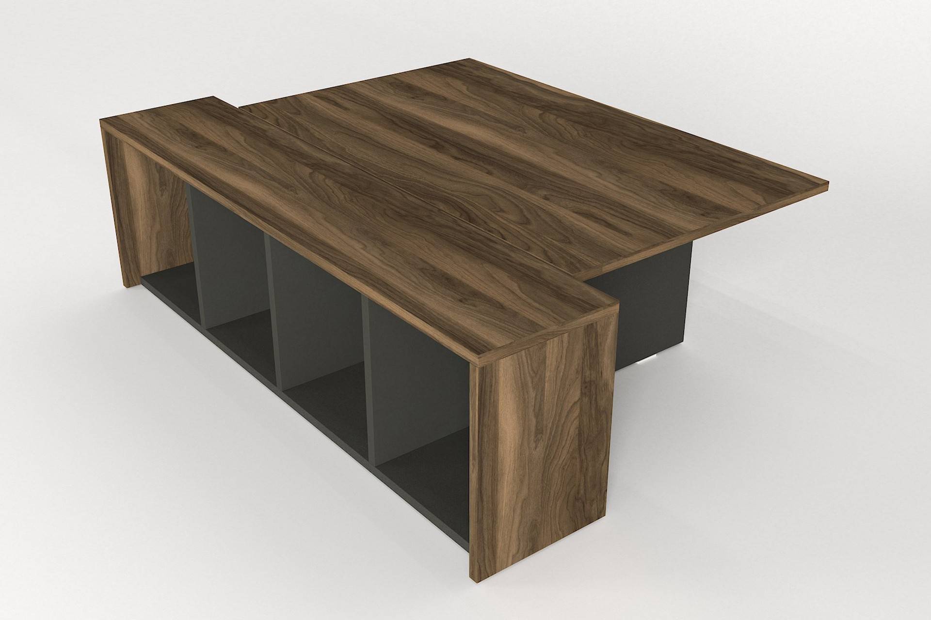 Tavolino Briand trasformabile con contenitore Legno scuro e antracite