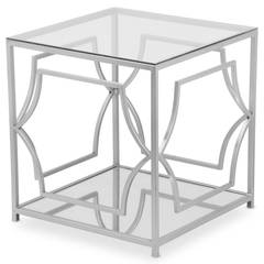 Tavolino Artefact in Vetro Trasparente e Gambe Argento