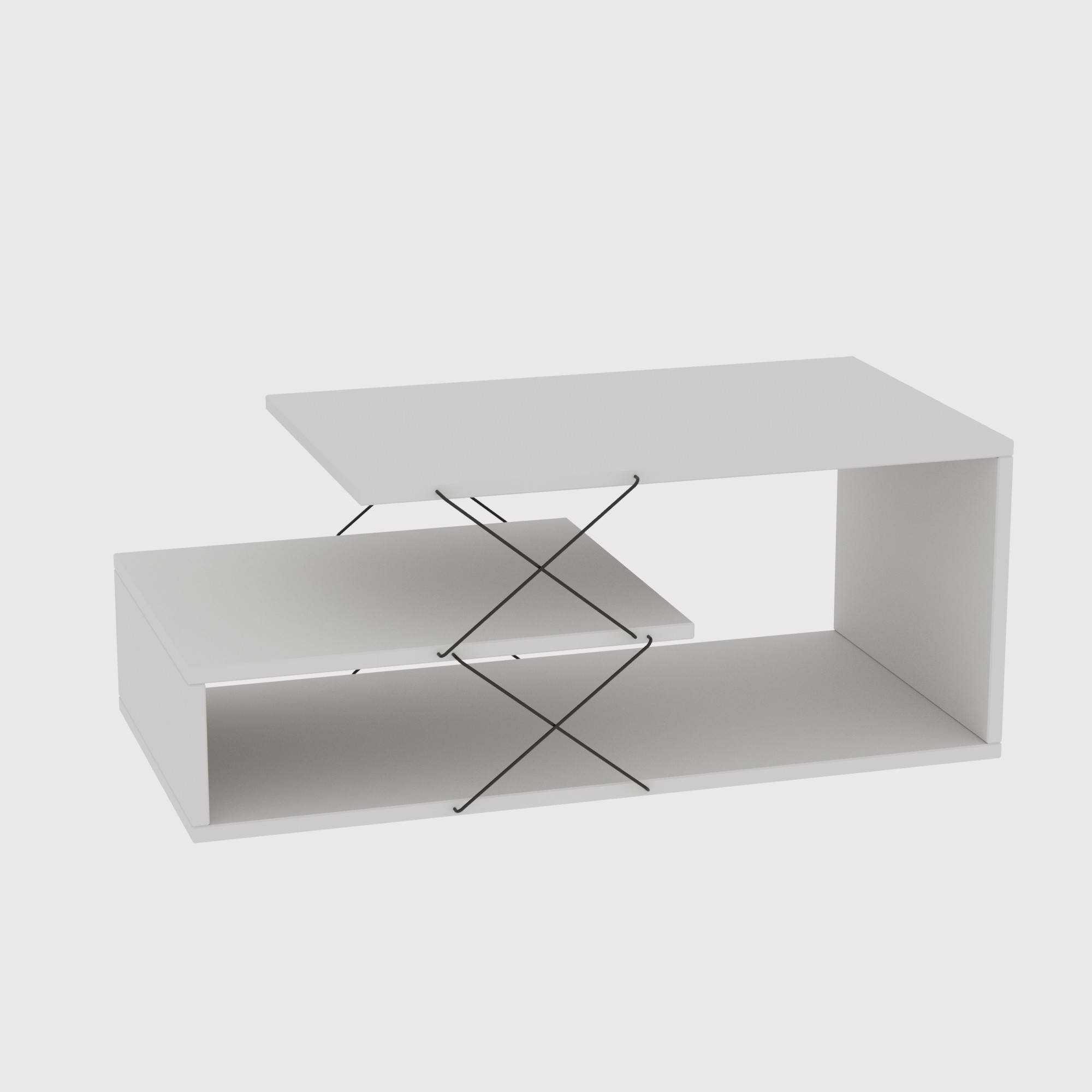 Design salontafel met 3 Loiria Zwart en Wit dienbladen