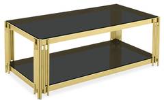 Mesa de centro Falerna de cristal negro y metal dorado