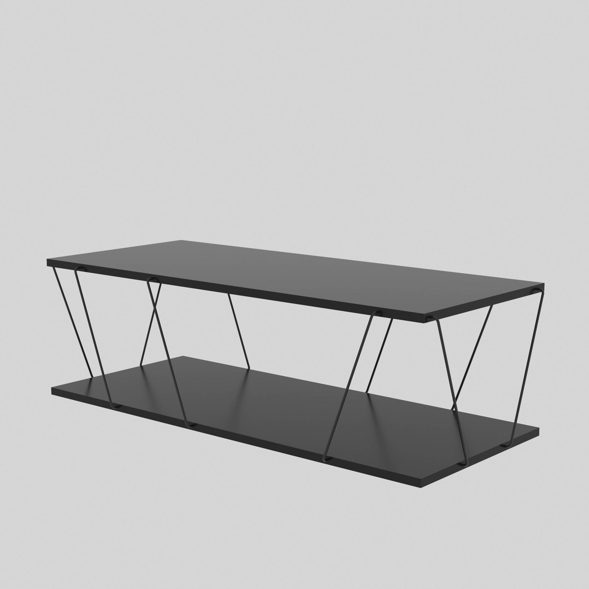 Mesa de centro Milanda 120x50cm Metal negro y madera antracita