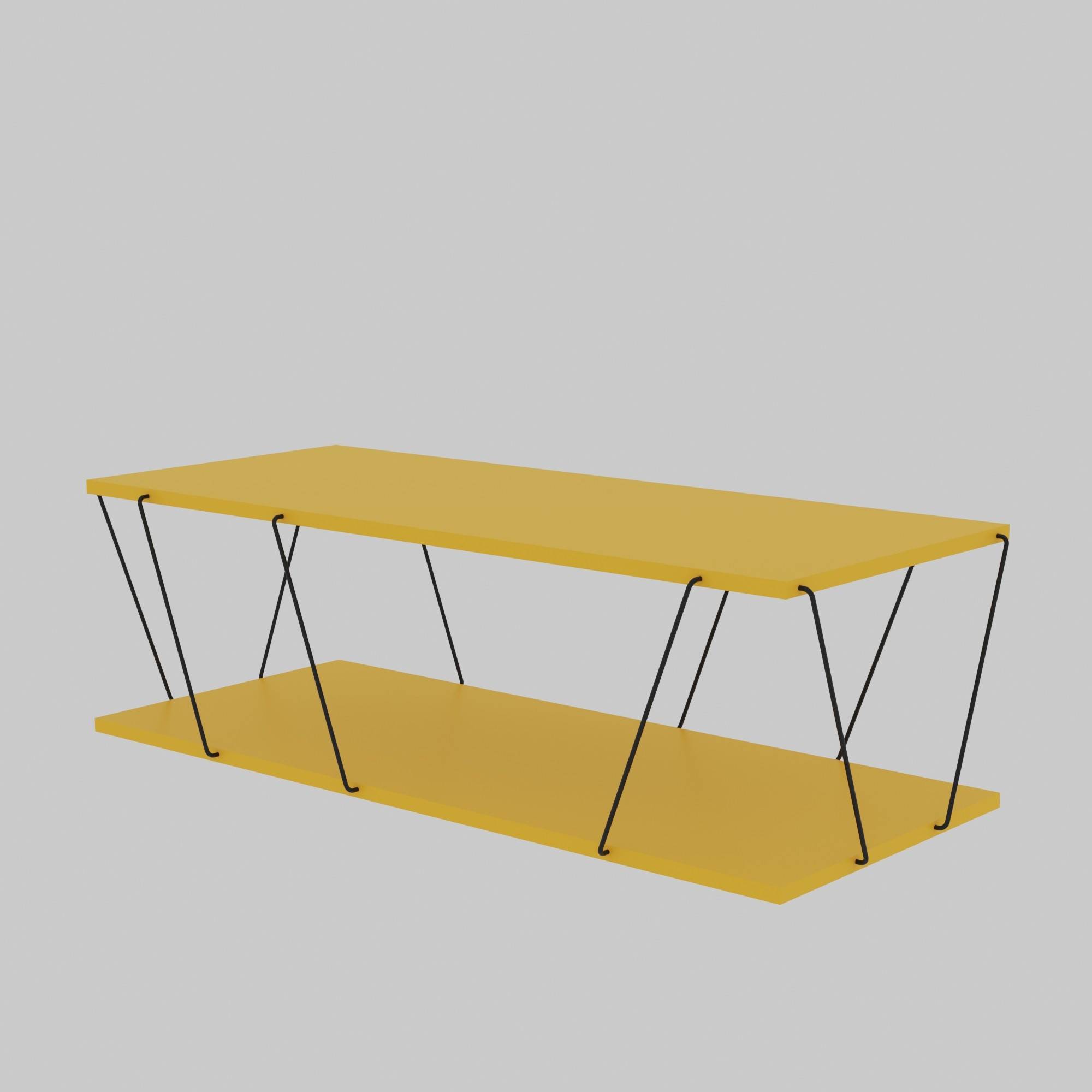 Tavolino Milanda 120x50cm in metallo nero e legno giallo