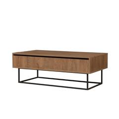 Stela salontafel in industriële stijl Zwart metaal en natuurlijk hout