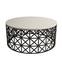Ellipticum ovale salontafel met opengewerkt onderstel Wit crèmekleurig en zwart metaal