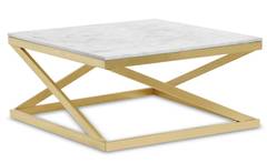 Table basse Paliano Marbre Blanc et pieds Or
