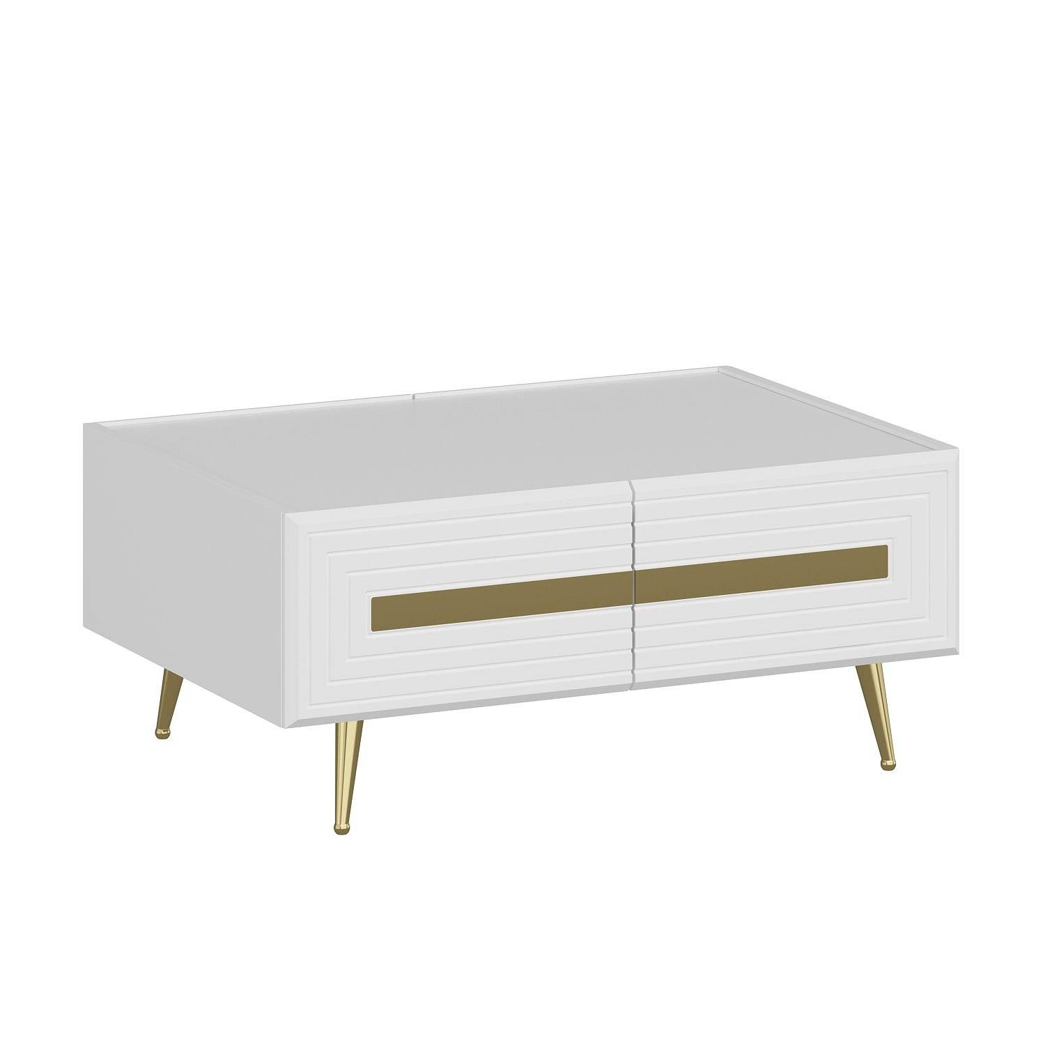 Tavolino Parana 63,6x90cm Bianco e oro