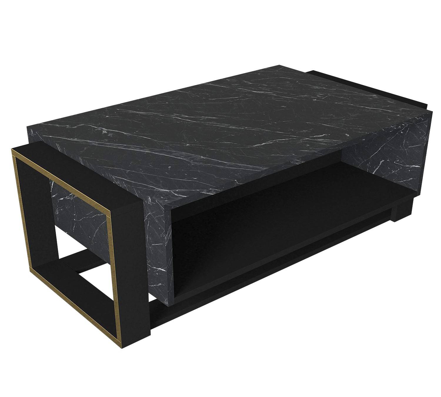 Tavolino nero con cestino grigio