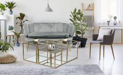 Roty transparante glazen salontafel en gouden poten