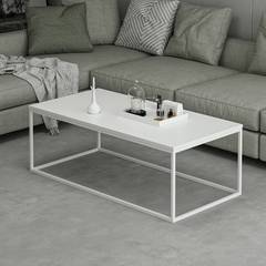 Tavolino Sancho 120x60cm in metallo e legno bianco
