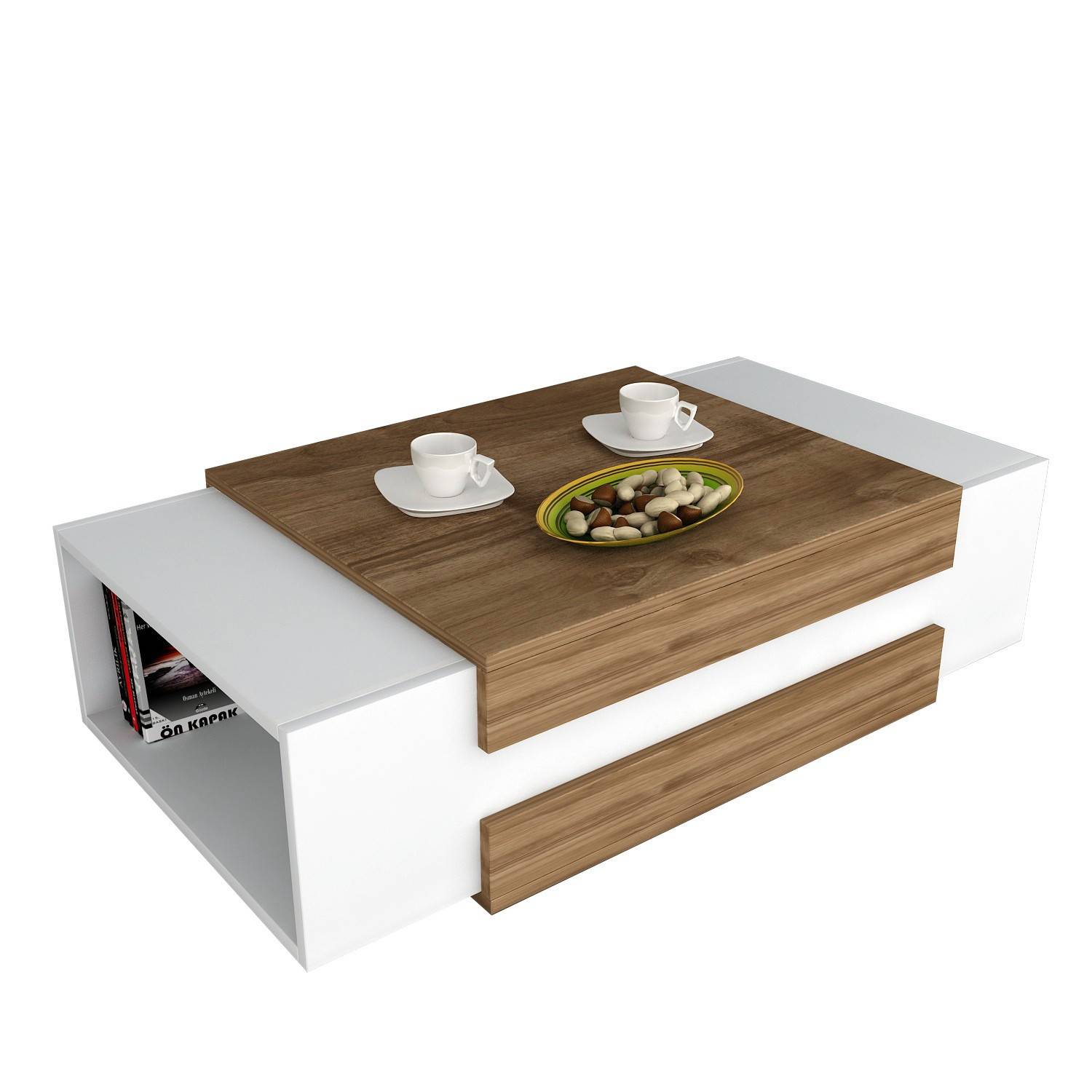 Umi salontafel 110x57cm natuurlijk hout en wit