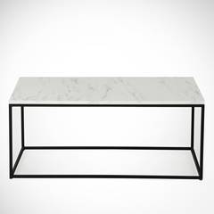 Tavolino Yasamin L95xH43cm Legno effetto marmo bianco e metallo nero
