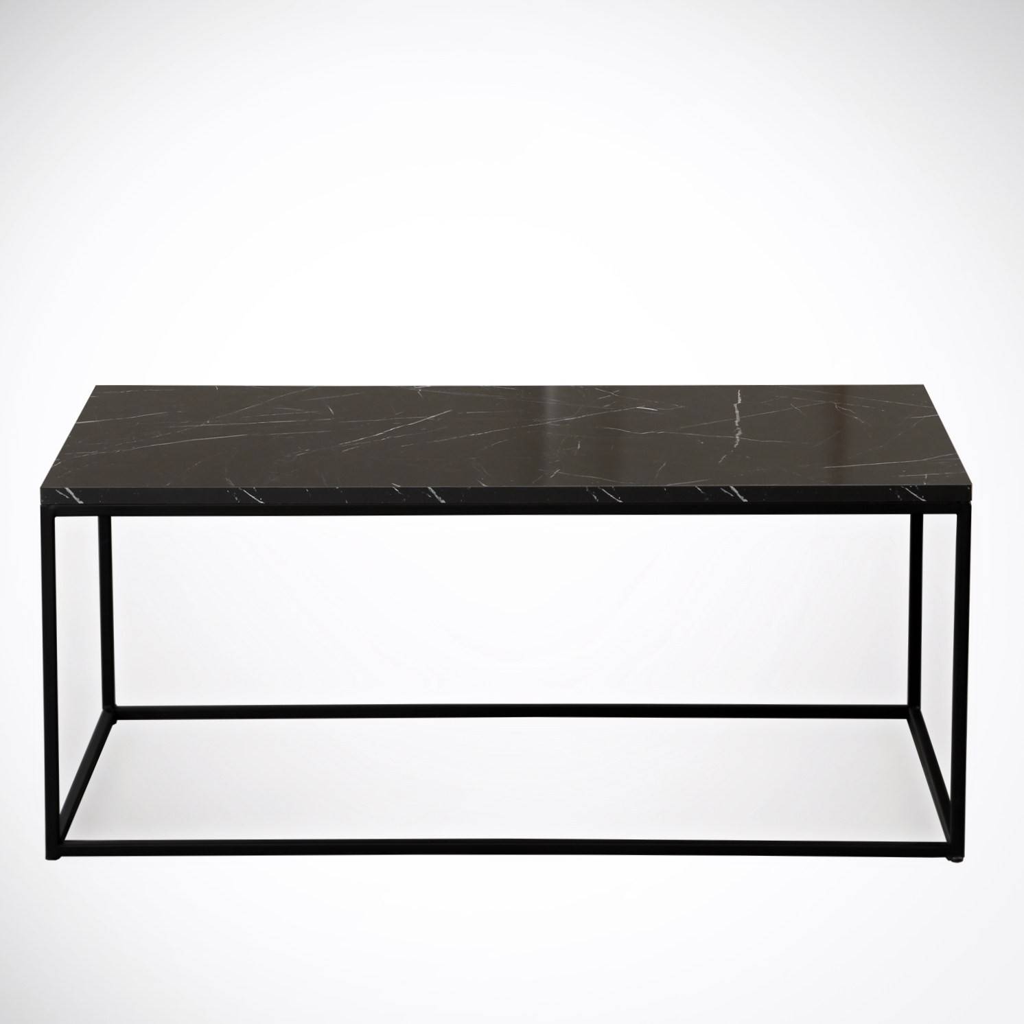 Tavolino Yasamin L95xH43cm Legno effetto marmo nero e metallo nero
